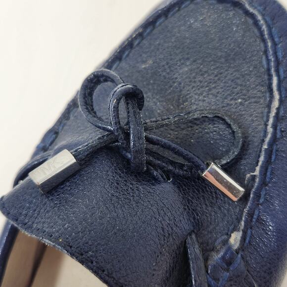Michael Michael Kors Sutton Navy Blue Leather Moc Loafer Women Size 7M Bow Logo - Picture 4 of 9